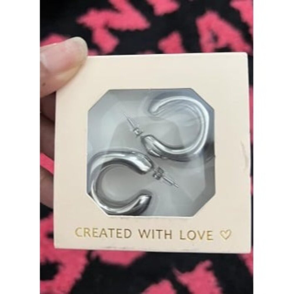 New Thick Chunky Hoops Earrings for Women 18K Real Plated Open Hoop